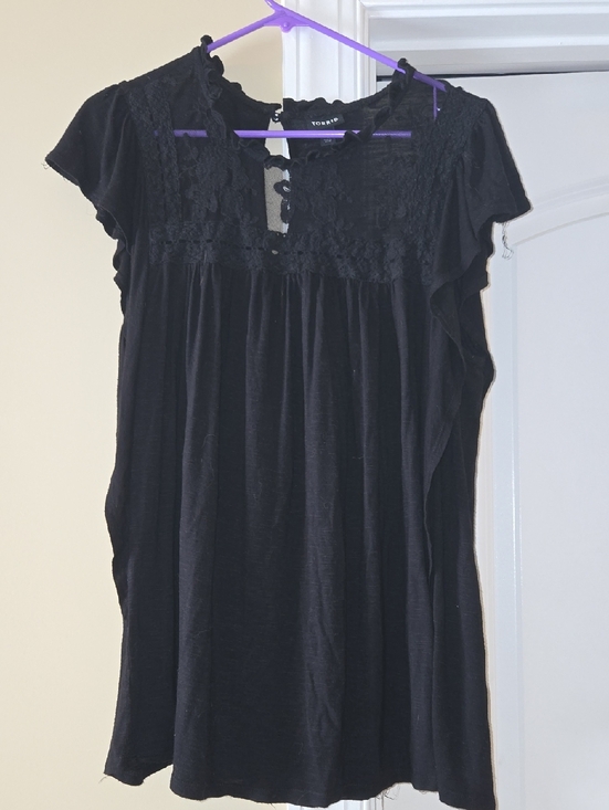 torrid Tops - torrid Black Lace Yoke Flutter-Sleeve Blouse